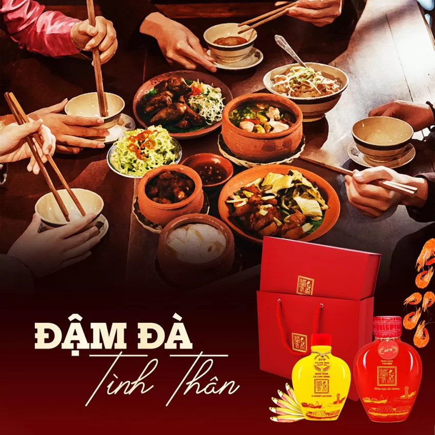 [Free 1 Pouring Pot] “Đậm Đà Tình Thân” Gift Box With 2 Kinds of Tin Fish Sauce, Corporate Gift