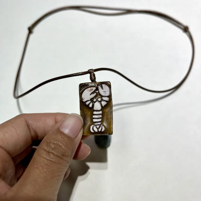 Shrimp Ceramic Necklace, Rustic Glazed Ceramic Material, Strong Design, Unique Artistic Value, Gift for Boyfriend Shrimp Ceramic Necklace, Rustic Glazed Ceramic Material, Strong Design, Unique Artistic Value, Gift for Boyfriend