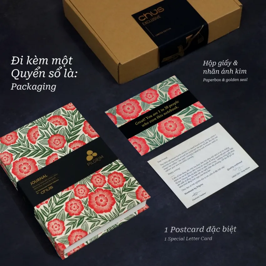 Sổ Tay Bìa Vải Handmade Phiên Bản Giới Hạn, CHUS x Pilgrim Notebook, Quà Tặng Đẳng Cấp Cho Những Ai Giàu Kiến Thức - Kinh Nghiệm - Trải Nghiệm, Quà Tặng Doanh Nghiệp