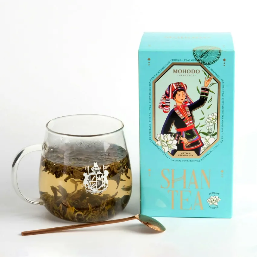 Jasmine Shan Snow Green Tea, 80Gr, Finest Vietnamese Tea, Exquisite Packaging, Support Local Farmers, Green Tea Gifts