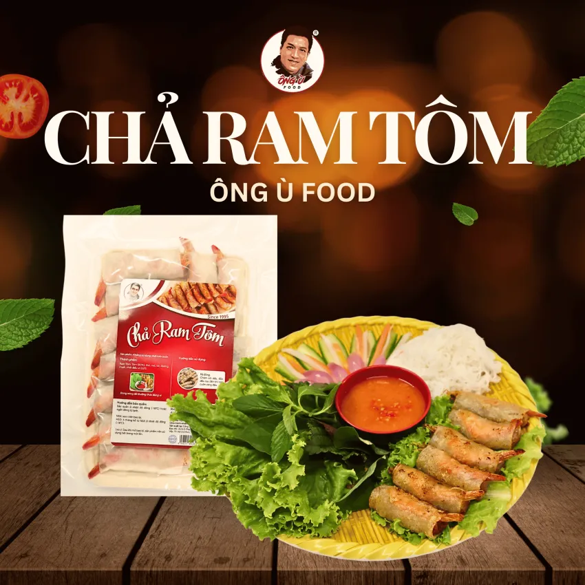 [Ship Nội Thành HCM] Chả Ram Tôm Ông Ù 250G, Món Ăn Đậm Đà Và Giòn Tan, Thành Phần Tôm Thịt, Nem Rán, Chả Giò Tôm, Dễ Chế Biến, Đặc Sản Việt Nam