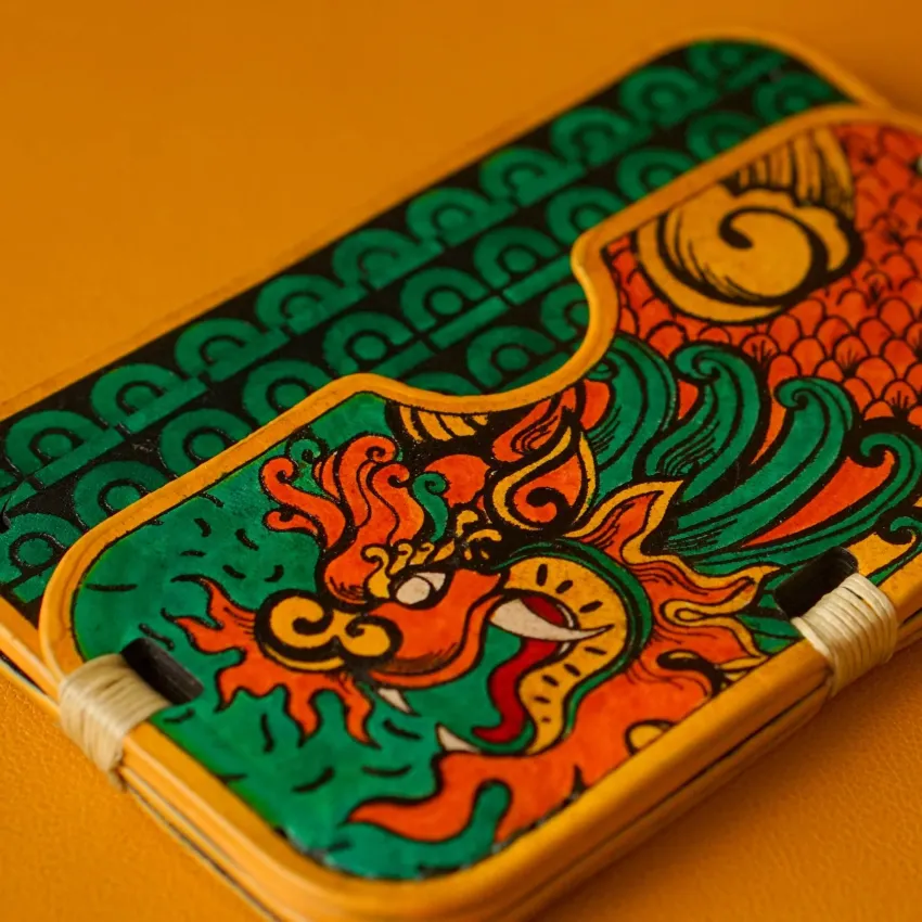 "Pixiu" Hand-Painted Leather Card Holder, Personalized Engraving, Attract Prosperity, Luxury Box, Art Wallet, Accessories, Personalized Gifts