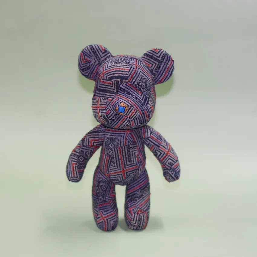 Brocade Bearbrick, Modern Toys With A Cultural Twist, Recycled From H'Mong Costumes, Handmade Decoration, Vietnamese Gift, Unique Birthday Gift