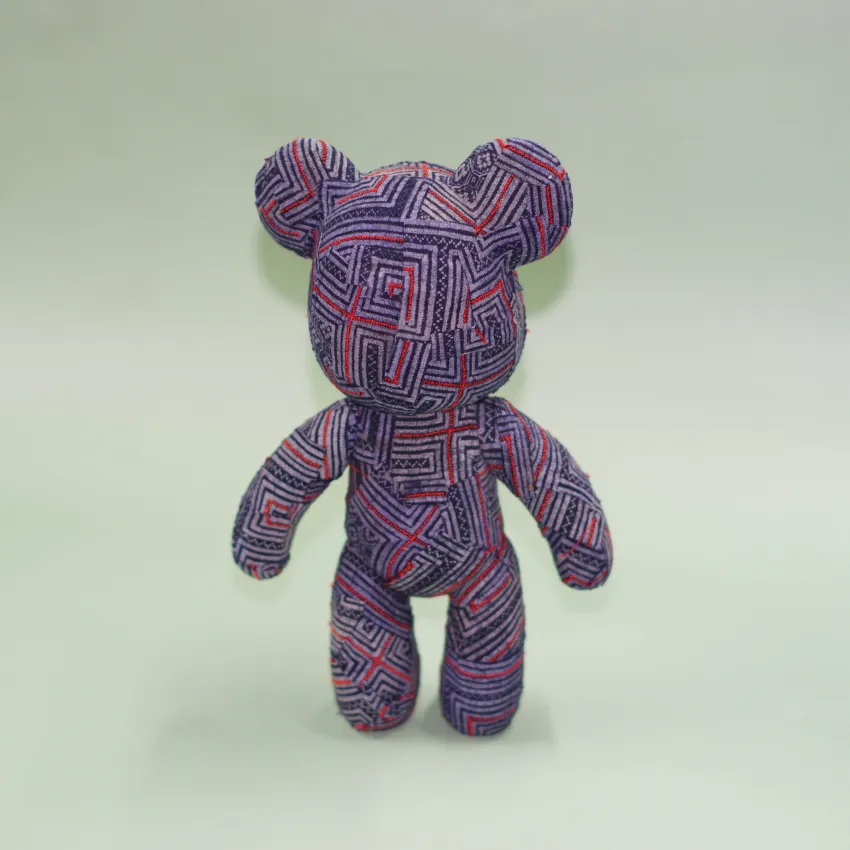 Brocade Bearbrick, Modern Toys With A Cultural Twist, Recycled From H'Mong Costumes, Handmade Decoration, Vietnamese Gift, Unique Birthday Gift