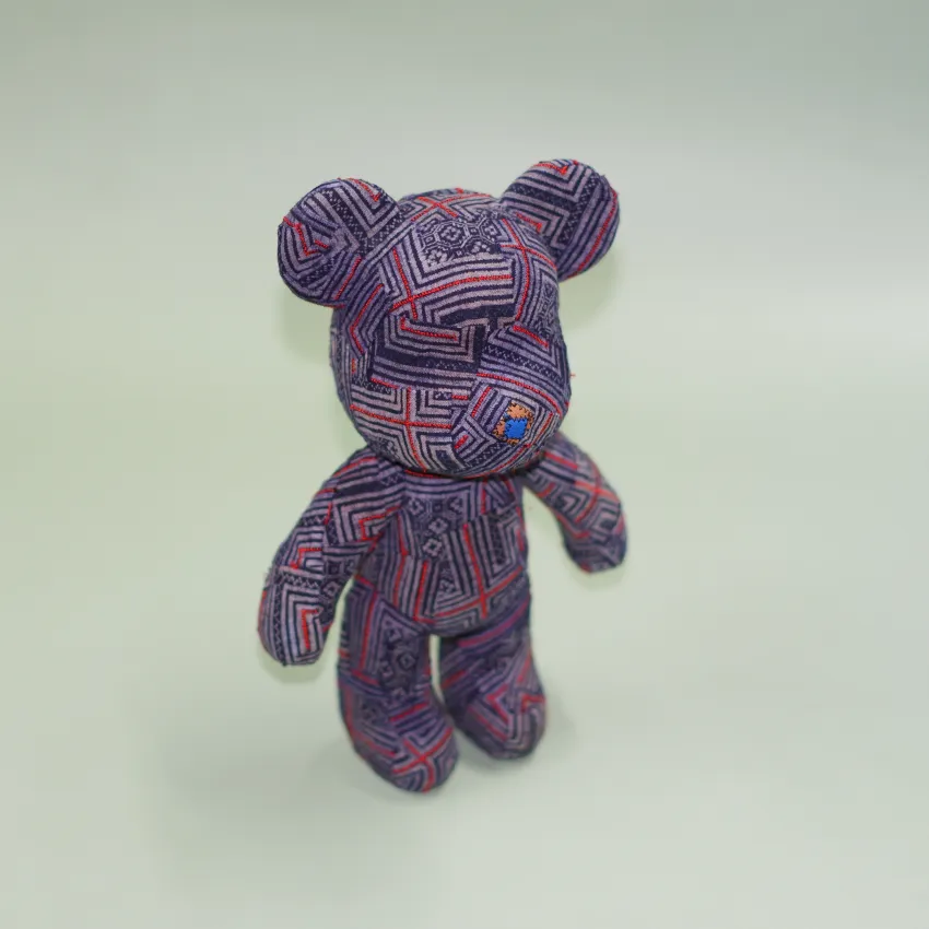 Brocade Bearbrick, Modern Toys With A Cultural Twist, Recycled From H'Mong Costumes, Handmade Decoration, Vietnamese Gift, Unique Birthday Gift