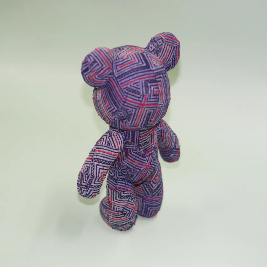 Brocade Bearbrick, Modern Toys With A Cultural Twist, Recycled From H'Mong Costumes, Handmade Decoration, Vietnamese Gift, Unique Birthday Gift