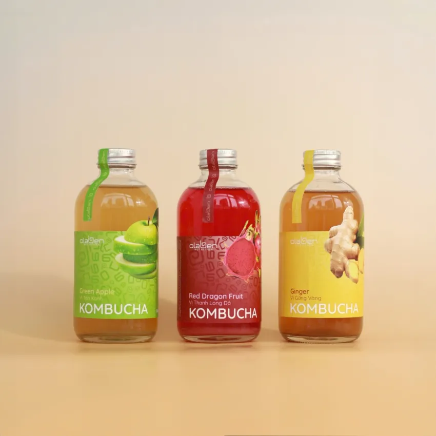 [HCMC Only] Set Of 6 Olaben Kombucha Bottles, The Universe Of Flavors Fermented Tea, Good For Digestive System, Natural Ingredients, Health Gift