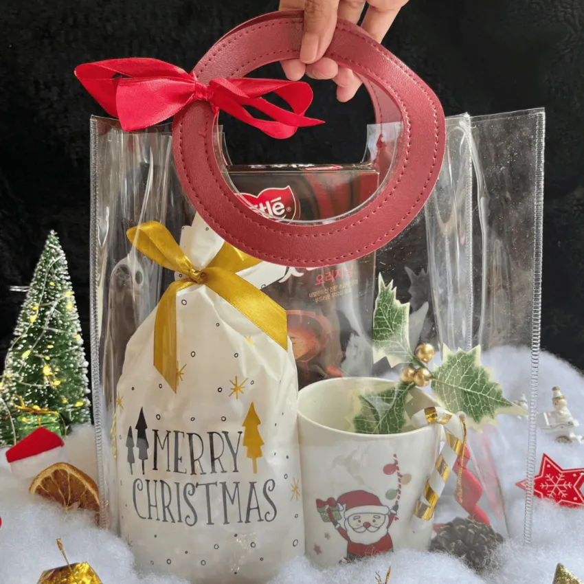 "A Bag Of Joy" Christmas Gift Set, Bursting With Youthful Fun, Transparent Gift Basket with Ceramic Mug, Cocoa & Marshmallows, Unique Christmas Gift "A Bag Of Joy" Christmas Gift Set, Bursting With Youthful Fun, Transparent Gift Basket with Ceramic Mug, Cocoa & Marshmallows, Unique Christmas Gift