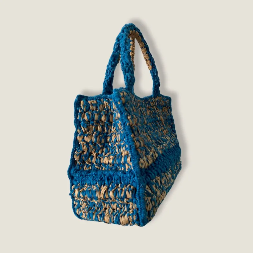 Chani I Crochet Tote Bag, Fremen Collection, Viscose And Raffia Bag, Striking Color Combination, Sustainable Fashion Accessories, Unique Gift For Her