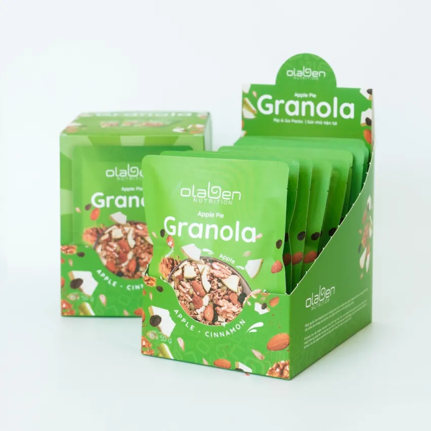 Apple Pie Granola, Pack Of 10, Unique And Intriguing Flavor, Diet Granola, Vietnamese Grains, Healthy Snack, Convenient Meal, Health Gift For Family