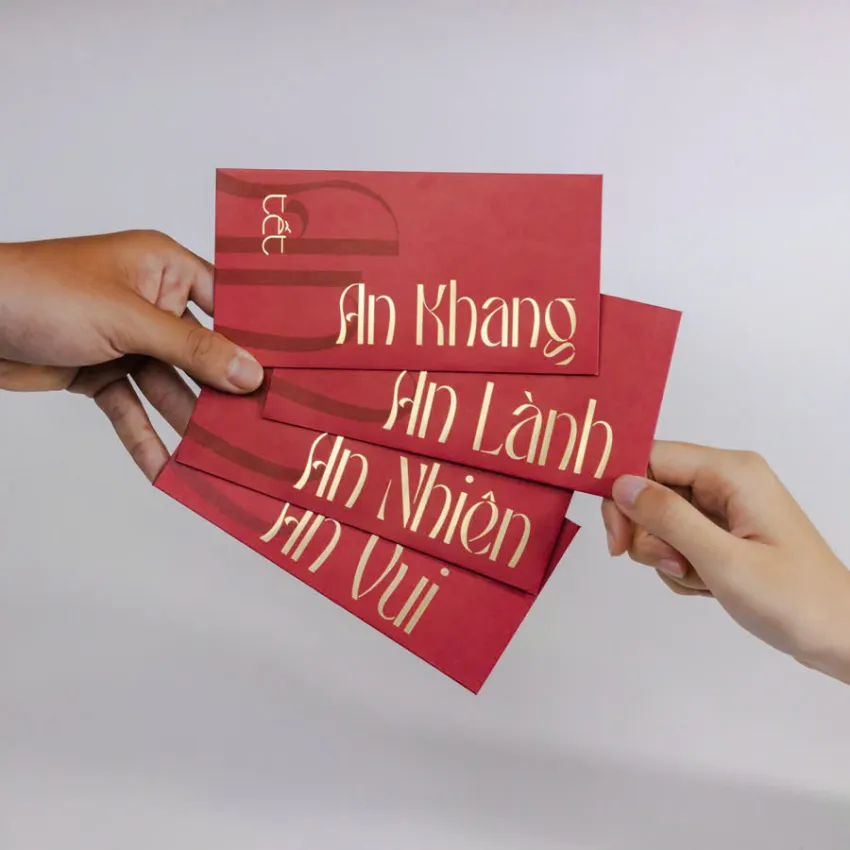 "An Rubik", Set Of 4 Red Envelopes, A Unique Way To Send Best Wishes, Luxury Envelope, Impressive Design With Embossed Patterns, Vietnamese Tet gift "An Rubik", Set Of 4 Red Envelopes, A Unique Way To Send Best Wishes, Luxury Envelope, Impressive Design With Embossed Patterns, Vietnamese Tet gift