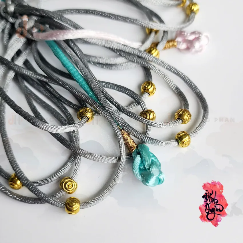 "Light Teal" Heart-Knot Bond Cord, Softly Invite Auspiciousness, Feng shui Accessories, Engagement Gift For Her, Vietnamese Gift, Women's Day Gift