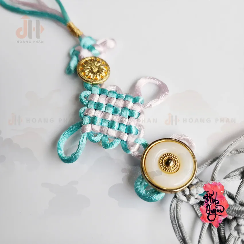 "Light Teal" Heart-Knot Bond Cord, Softly Invite Auspiciousness, Feng shui Accessories, Engagement Gift For Her, Vietnamese Gift, Women's Day Gift