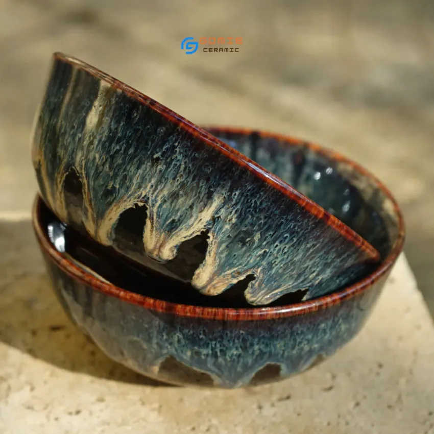 Sapphire Fire-Glazed Rice Bowl, 11x6cm, Elevate The Culinary Experience Every Day, Bat Trang Ceramic Bowl, Bat Trang Ceramics, Tableware, Souvenirs