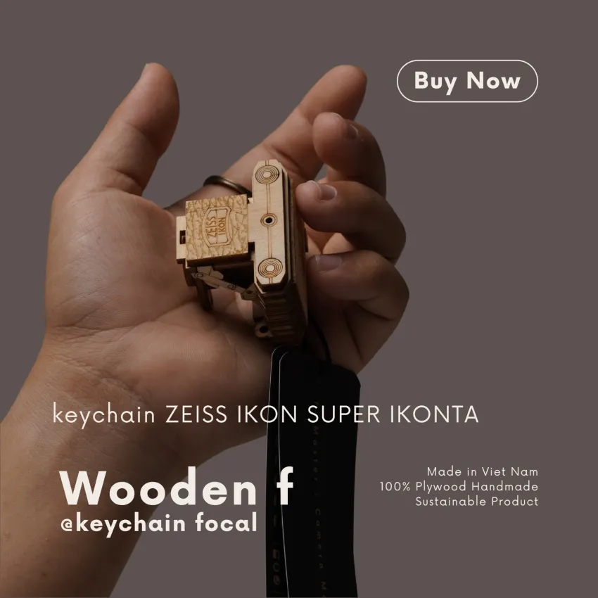 Móc Khóa Gỗ Hình Camera Zeiss Ikon Super Ikonta, Tái Hiện Trọn Vẹn Nét Cổ Điển, Móc Khóa Gỗ Thật, Móc Khóa Thủ Công Gọn Nhẹ, Quà Lưu Niệm Độc Nhất