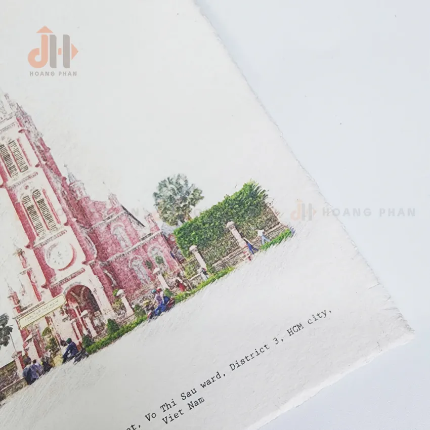 Tan Dinh Church Handmade Postcard, I Love Saigon Collection, Unique Spiritual Destination, Hand-Drawn Postcard, Card With Handmade Envelope, Souvenir,