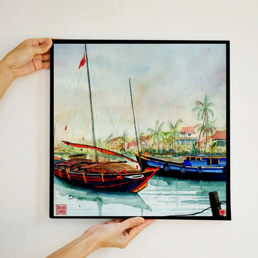 Vietnamese Lacquer Painting, 30x30cm, Captures Vietnam Beauty, Vietnamese Themed Paintings, Artistic Decorative Paintings, Vietnamese Souvenirs Vietnamese Lacquer Painting, 30x30cm, Captures Vietnam Beauty, Vietnamese Themed Paintings, Artistic Decorative Paintings, Vietnamese Souvenirs