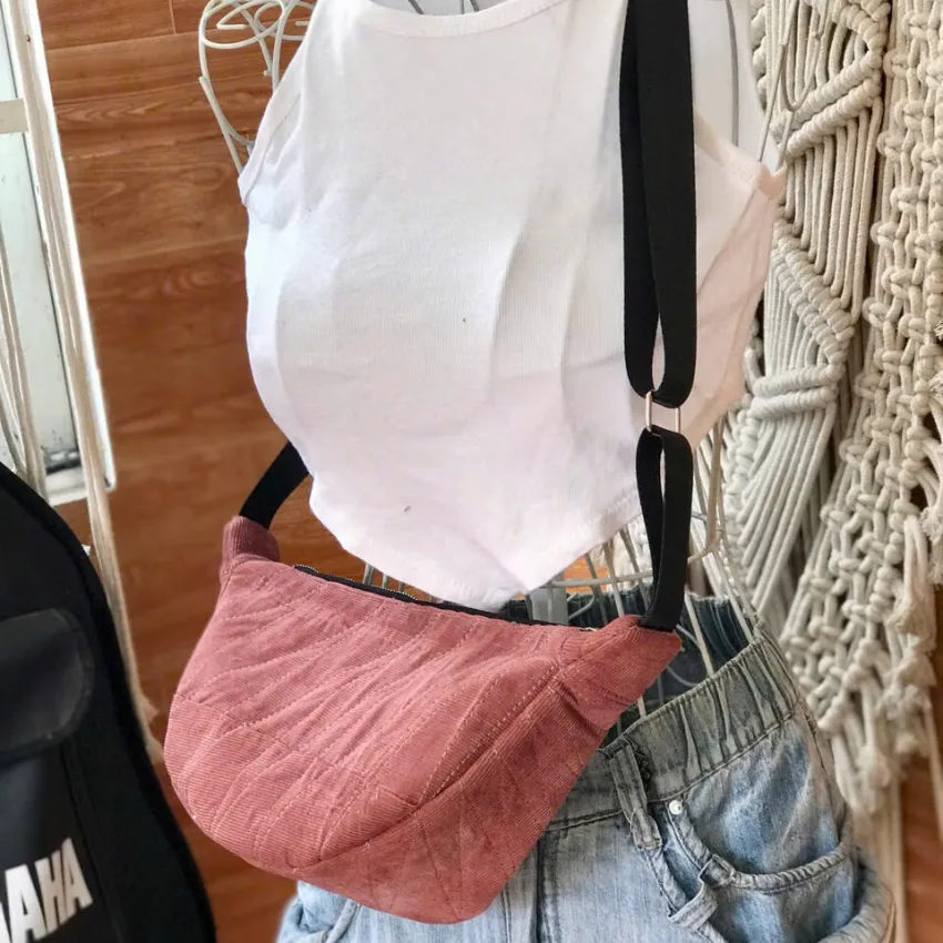 Pink Half-Moon Crossbody Bag From Old Jeans,  One-of-a-Kind Color Palette, Half-Moon Bag, Denim Crossbody Bag, Upcycled Accessory, Unique Birthday Gift