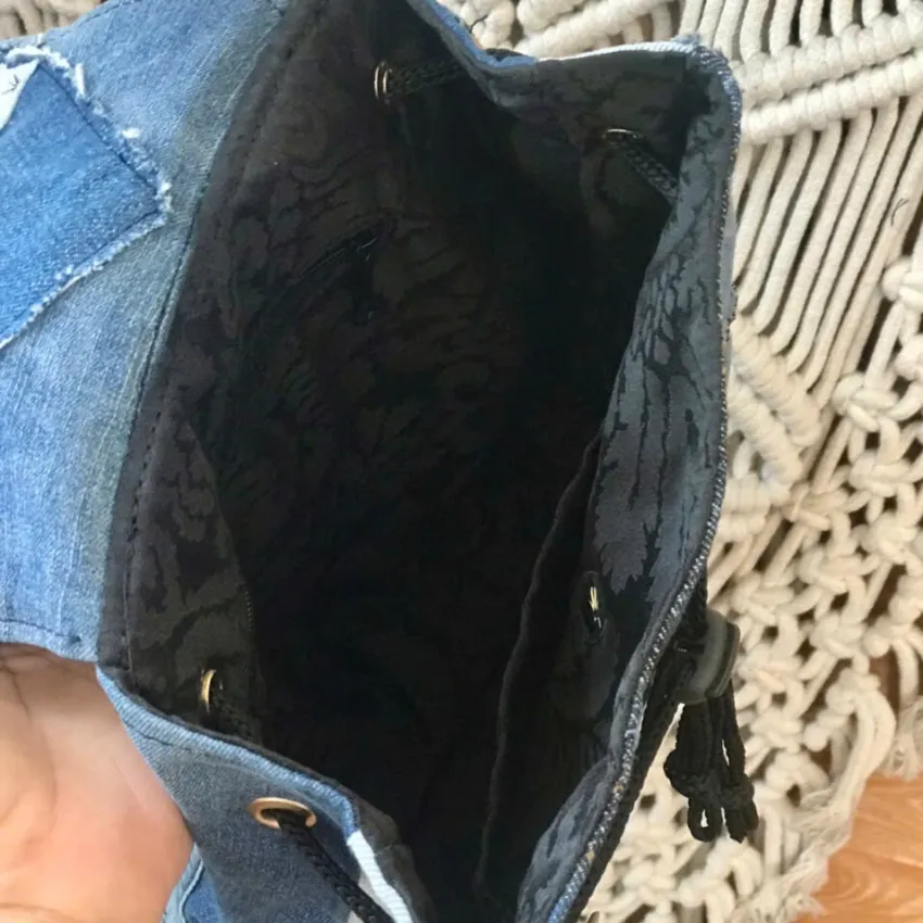 Floral Flap Backpack From Old Jeans, Elegant Fashion Statement Touch, One-of-a-Kind Jeans Backpack, Upcycled Fashion Accessory, Unique Birthday Gift Floral Flap Backpack From Old Jeans, Elegant Fashion Statement Touch, One-of-a-Kind Jeans Backpack, Upcycled Fashion Accessory, Unique Birthday Gift