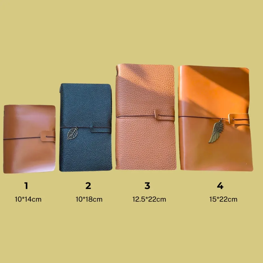 Midori Leather Notebook, Classic Design, Elegant Color Palette, Luxurious Leather Cover Material, Lined Paper, High-Quality Notebook