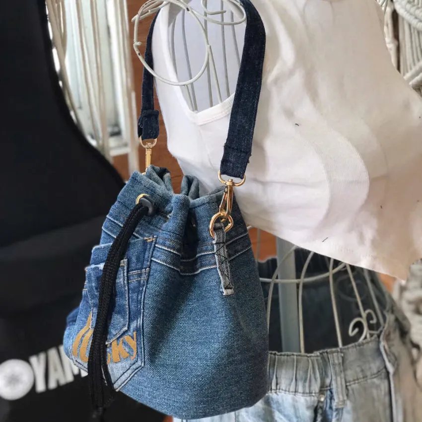 7LUCKY Bucket Bag From Old Jeans, Companion For Dynamic Days, Drawstring Bag, Upcycled Jeans Accessory, Creative Handcrafted Gift, Birthday Gift 7LUCKY Bucket Bag From Old Jeans, Companion For Dynamic Days, Drawstring Bag, Upcycled Jeans Accessory, Creative Handcrafted Gift, Birthday Gift