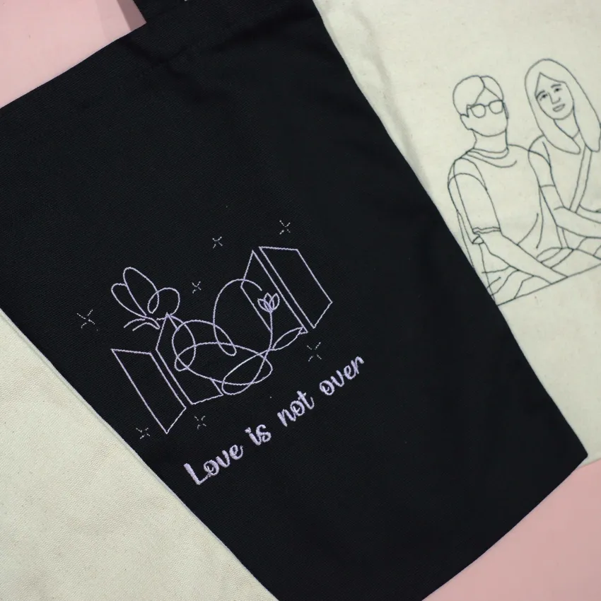 Túi Tote Thêu Line-Art Theo Yêu Cầu, Lưu Giữ Hình Ảnh & Thông Điệp Theo Cách Riêng, Túi Cá Nhân Hóa, Túi Xách Vải Cao Cấp, Quà Sinh Nhật, Quà Tặng Cá Nhân Hóa