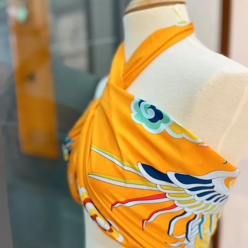 Phoenix, 90cm Square Silk Scarf With Hand-Rolled Hem - MsKEN