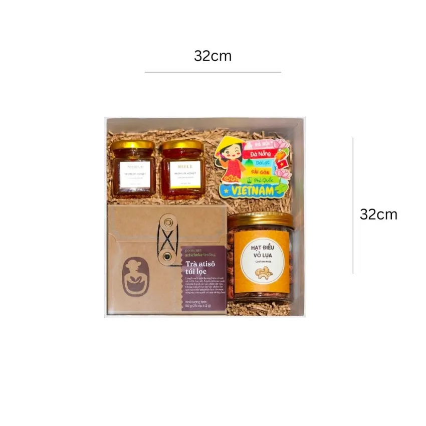 Hộp Quà "Sweet Memory", Trao Tinh Hoa Từ Đất Việt, Set Quà Trà Kèm Hạt Điều Cùng Mật Ong & Nam Châm Lưu Niệm, Hộp Quà Tặng Tinh Tế, Đặc Sản Việt Nam