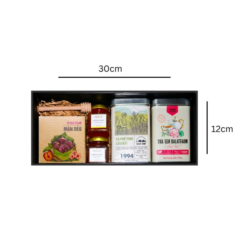 Hộp Quà "Heritage Sips", Thưởng Thức Hương Việt Nam, Set Quà Tặng Đặc Sản Với Mận Dẻo Kèm Mật Ong Cùng Trà & Cà Phê, Quà Việt Nam, Hộp Quà Cao Cấp