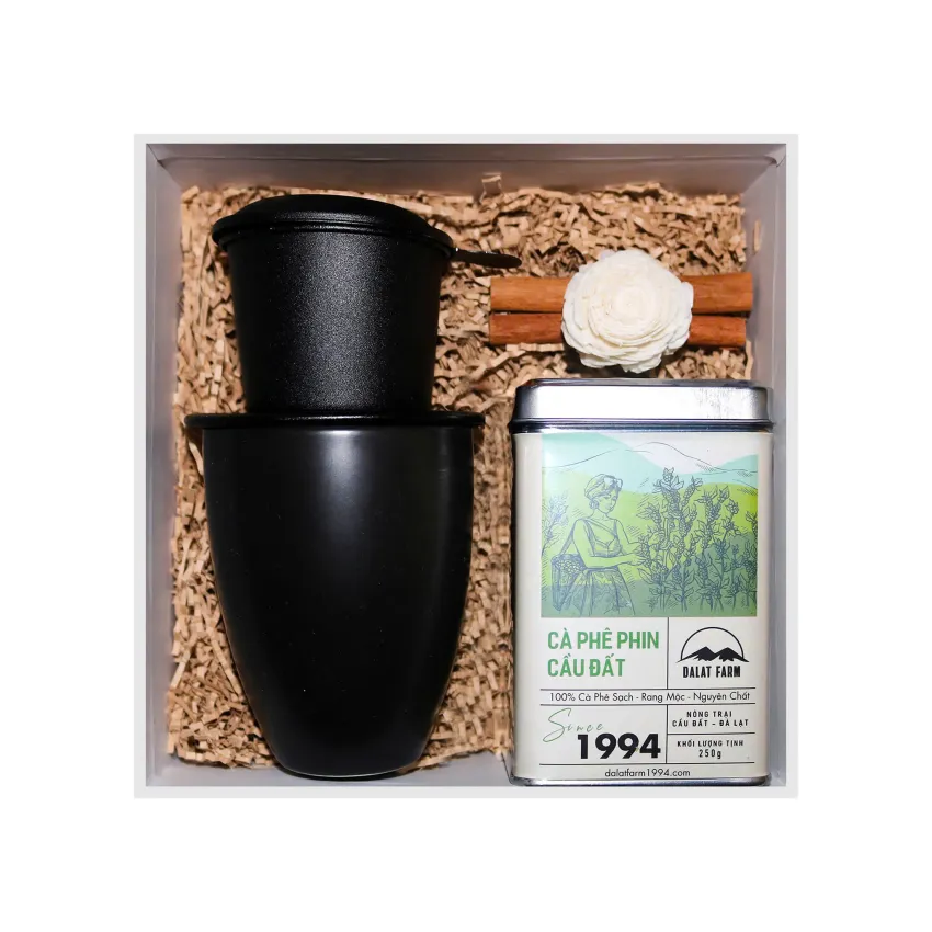 "Coffee Phin" Gift Box, Vietnamese Coffee Masterpiece, Cau Dat Coffee Set with Filter & Cup, Specialty Gift, Premium Gift Set, Unique Birthday Gift "Coffee Phin" Gift Box, Vietnamese Coffee Masterpiece, Cau Dat Coffee Set with Filter & Cup, Specialty Gift, Premium Gift Set, Unique Birthday Gift