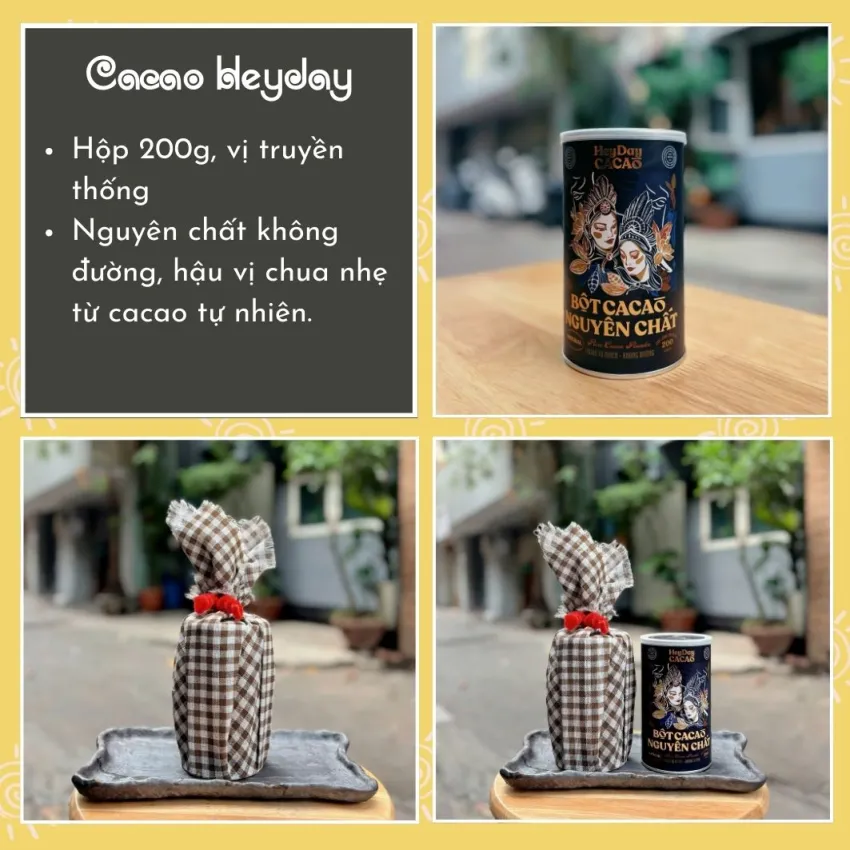 HeyDay Pure Cacao Powder Gift, 200G, Packaged Original Authentic Flavor, Vietnamese Krama Scarf Wrapped Premium Cacao Jar, Vietnamese Specialty Gift HeyDay Pure Cacao Powder Gift, 200G, Packaged Original Authentic Flavor, Vietnamese Krama Scarf Wrapped Premium Cacao Jar, Vietnamese Specialty Gift