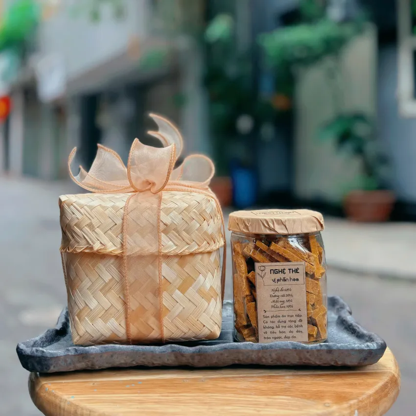 Sliced Turmeric Bamboo Gift Box, 300Gr, Authentic Original Flavor From Highlands, Pure Vietnamese Golden Turmeric, Health Gift, Vietnamese Specialty Sliced Turmeric Bamboo Gift Box, 300Gr, Authentic Original Flavor From Highlands, Pure Vietnamese Golden Turmeric, Health Gift, Vietnamese Specialty