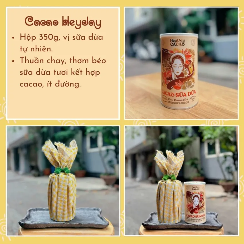 Quà Tặng Cacao HeyDay Sữa Dừa, 350G, Hương Vị Khó Quên Như Yêu Thương Khó Tả, Lọ Cacao Quấn Khăn Rằn Độc Đáo, Cacao Mix Vị, Quà Tặng Đặc Sản Việt Nam Quà Tặng Cacao HeyDay Sữa Dừa, 350G, Hương Vị Khó Quên Như Yêu Thương Khó Tả, Lọ Cacao Quấn Khăn Rằn Độc Đáo, Cacao Mix Vị, Quà Tặng Đặc Sản Việt Nam