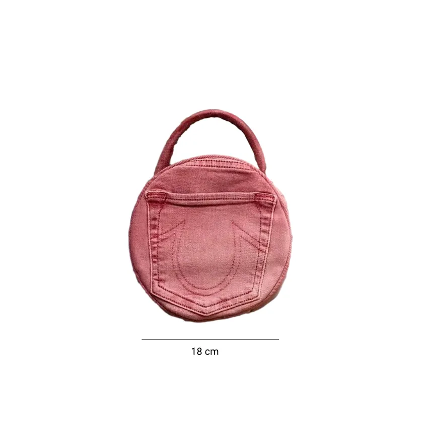 Pink Mini Round Box Bag From Old Jeans, Fresh Every Moment, Fashion Crossbody Bag, Upcycled Jeans Accessory, Creative Birthday Gift, Handmade Gift Pink Mini Round Box Bag From Old Jeans, Fresh Every Moment, Fashion Crossbody Bag, Upcycled Jeans Accessory, Creative Birthday Gift, Handmade Gift