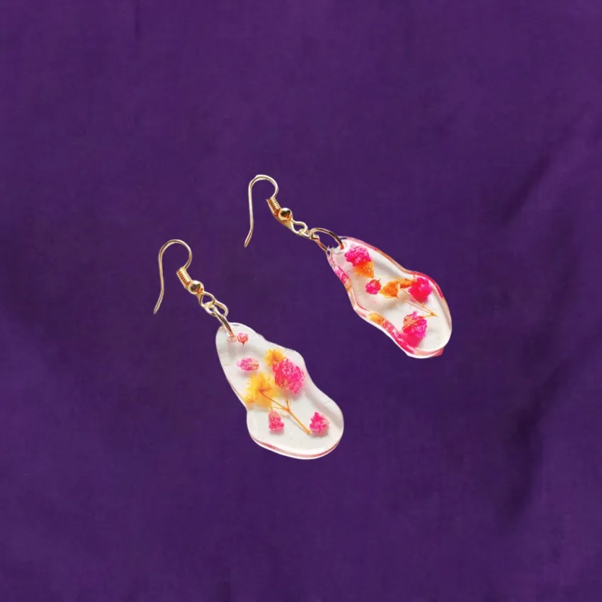 Resin Baby Flower Earrings, Mesmerized By Authentic Hues, Handcrafted Resin Earrings, Dried Flower Earrings, Birthday Gift For Women, Handmade Gift Resin Baby Flower Earrings, Mesmerized By Authentic Hues, Handcrafted Resin Earrings, Dried Flower Earrings, Birthday Gift For Women, Handmade Gift