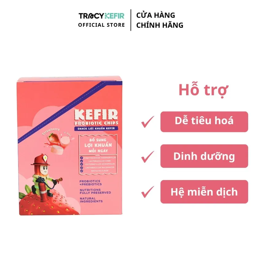 Hộp 5 Gói Snack Lợi Khuẩn Kefir Vị Dâu, Vị Ngon Đầy Dưỡng Chất, Ăn Vặt Lành Mạnh, Thực Phẩm Tốt Cho Cơ Thể, Quà Tặng Sức Khỏe Cho Cả Nhà, Quà Cho Bé Hộp 5 Gói Snack Lợi Khuẩn Kefir Vị Dâu, Vị Ngon Đầy Dưỡng Chất, Ăn Vặt Lành Mạnh, Thực Phẩm Tốt Cho Cơ Thể, Quà Tặng Sức Khỏe Cho Cả Nhà, Quà Cho Bé