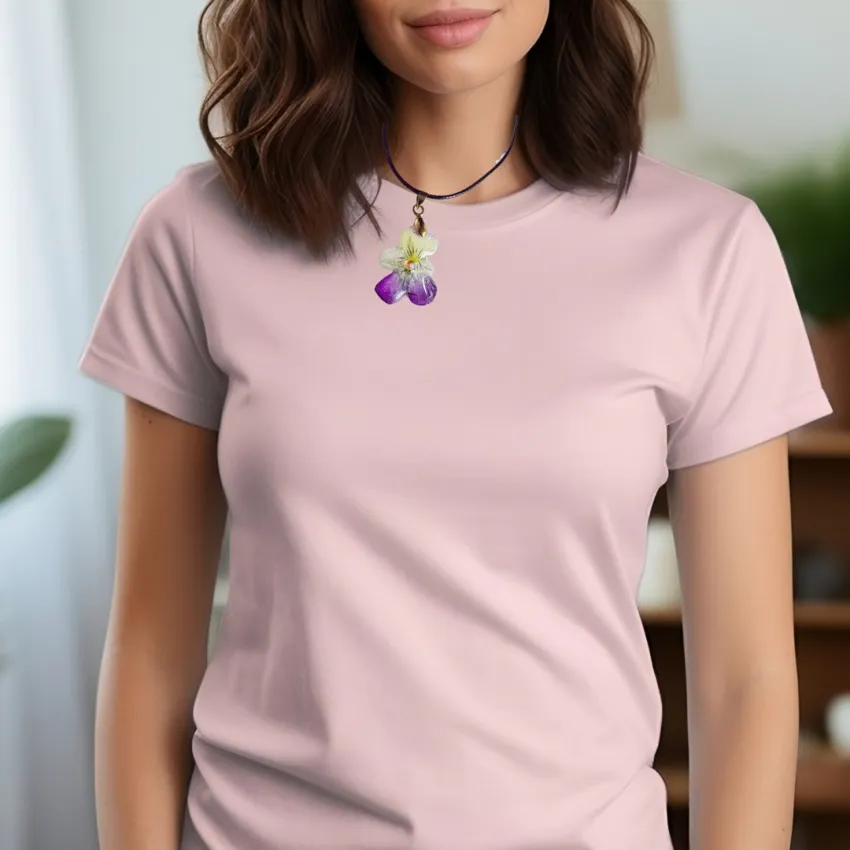 Vòng Cổ Hoa Păng Xê Ép Khô, Lưu Nét Thiên Nhiên Vĩnh Cửu, Vòng Cổ Hoa Thật Độc Đáo, Dây Chuyền Độc Đáo, Phụ Kiện Thủ Công, Quà Sinh Nhật Cho Nữ Độc Đáo