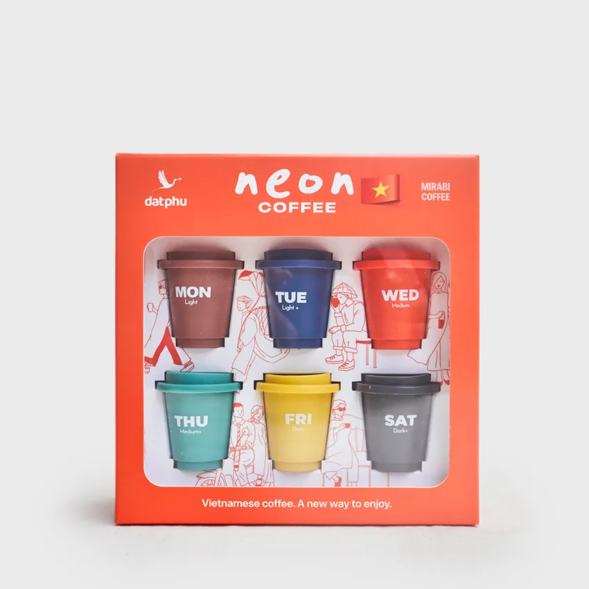 Neon Coffee Box (6 Capsules), Convenient Packaging For Busy Week, Freeze-Dried Coffee, 6 Different Flavors, Cold Water Brewing, Vietnamese Gift Neon Coffee Box (6 Capsules), Convenient Packaging For Busy Week, Freeze-Dried Coffee, 6 Different Flavors, Cold Water Brewing, Vietnamese Gift