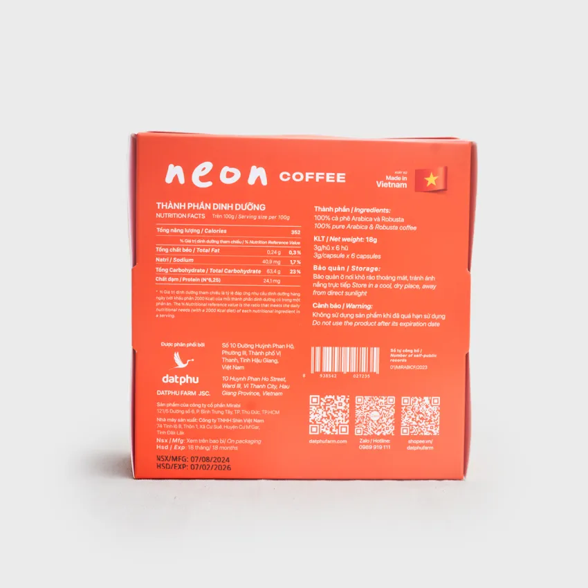 Neon Coffee Box (6 Capsules), Convenient Packaging For Busy Week, Freeze-Dried Coffee, 6 Different Flavors, Cold Water Brewing, Vietnamese Gift Neon Coffee Box (6 Capsules), Convenient Packaging For Busy Week, Freeze-Dried Coffee, 6 Different Flavors, Cold Water Brewing, Vietnamese Gift