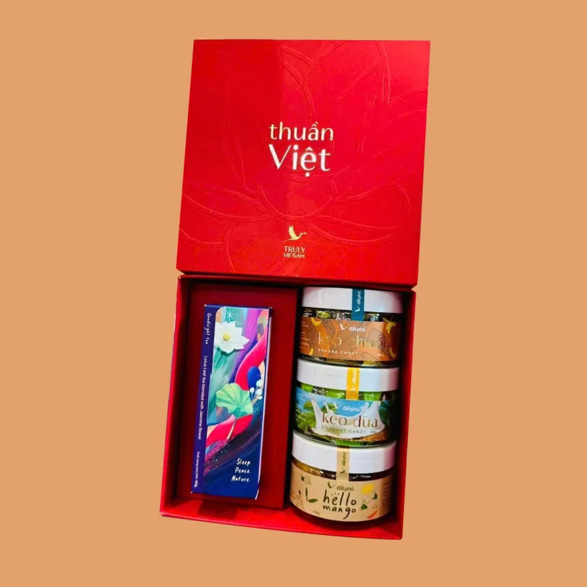 "Pure Vietnam" Gift Set, Essence Of Vietnamese Agriculture, Candy & Lotus Tea Gift Box, Vietnamese Specialty, Corporate Gift, Vietnam Gift For Foreigners "Pure Vietnam" Gift Set, Essence Of Vietnamese Agriculture, Candy & Lotus Tea Gift Box, Vietnamese Specialty, Corporate Gift, Vietnam Gift For Foreigners