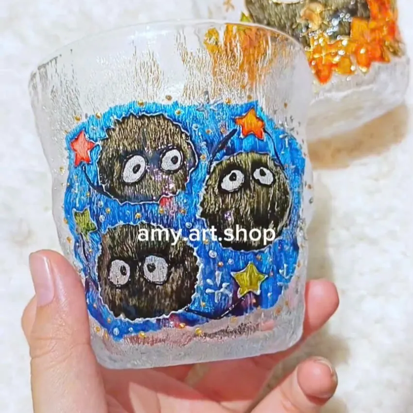 Hand-Painted Ghibli Character Glass Cup, Adorable World In Your Hands, Premium Glass Cup, Unique Hand-Painted Home Decor, Creative Birthday Gift Hand-Painted Ghibli Character Glass Cup, Adorable World In Your Hands, Premium Glass Cup, Unique Hand-Painted Home Decor, Creative Birthday Gift