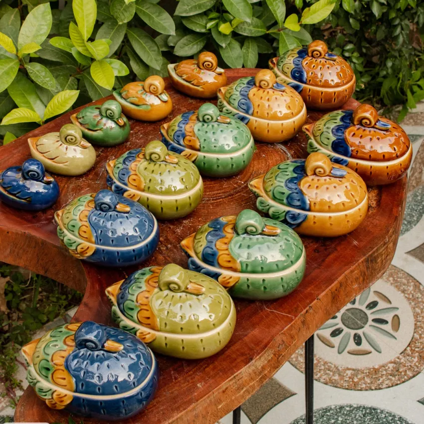 Multiple Color Ceramic Jar In Duck Shape, Handcrafted Ceramic, Ceramic Decor, Unique Design, Storage Container, Kitchen Decoration