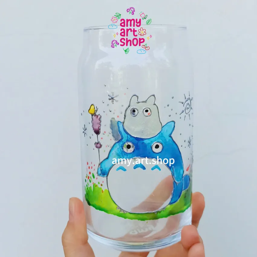 Hand-Painted Ghibli Character Glass Cup, Adorable World In Your Hands, Premium Glass Cup, Unique Hand-Painted Home Decor, Creative Birthday Gift Hand-Painted Ghibli Character Glass Cup, Adorable World In Your Hands, Premium Glass Cup, Unique Hand-Painted Home Decor, Creative Birthday Gift