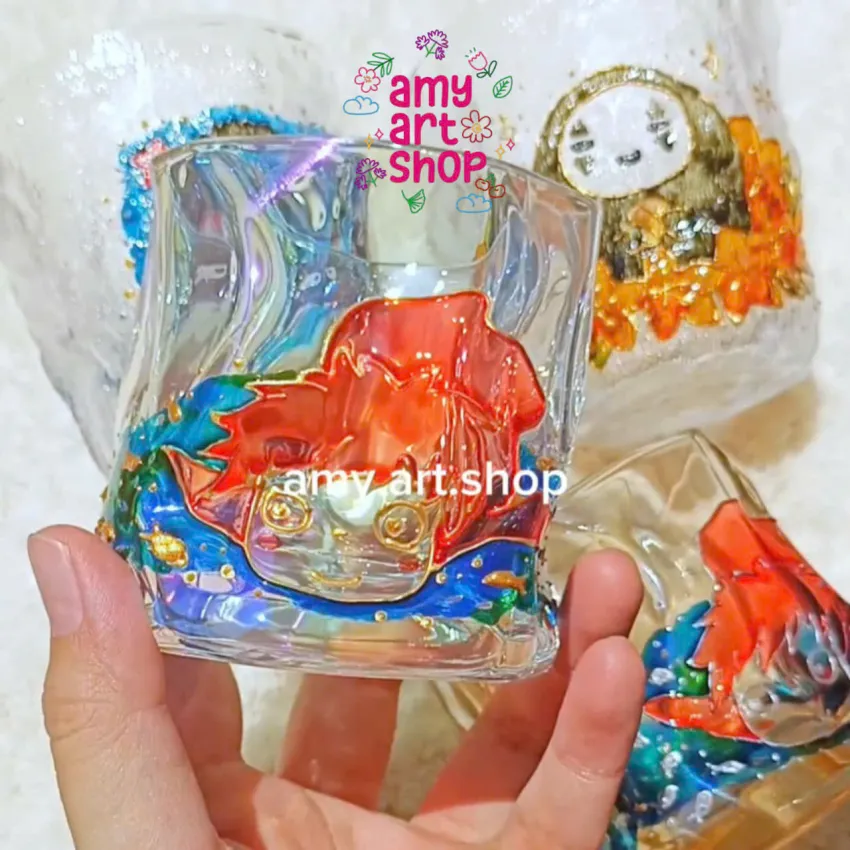 Hand-Painted Ghibli Character Glass Cup, Adorable World In Your Hands, Premium Glass Cup, Unique Hand-Painted Home Decor, Creative Birthday Gift Hand-Painted Ghibli Character Glass Cup, Adorable World In Your Hands, Premium Glass Cup, Unique Hand-Painted Home Decor, Creative Birthday Gift