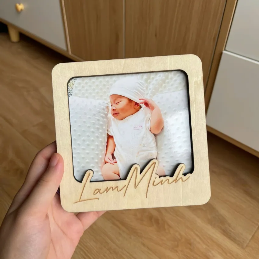 Engraved Wooden Photo Frame, Desk Décor with Your Personal Touch, Tabletop Picture Frame, Personalized Gift, Vietnamese Souvenir, Unique Birthday Gift