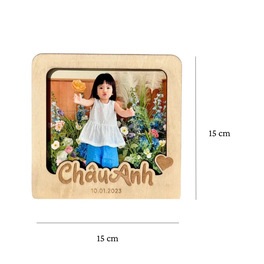Engraved Wooden Photo Frame, Desk Décor with Your Personal Touch, Tabletop Picture Frame, Personalized Gift, Vietnamese Souvenir, Unique Birthday Gift