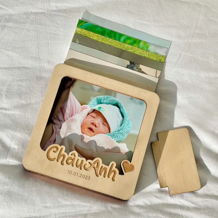 Engraved Wooden Photo Frame, Desk Décor with Your Personal Touch, Tabletop Picture Frame, Personalized Gift, Vietnamese Souvenir, Unique Birthday Gift