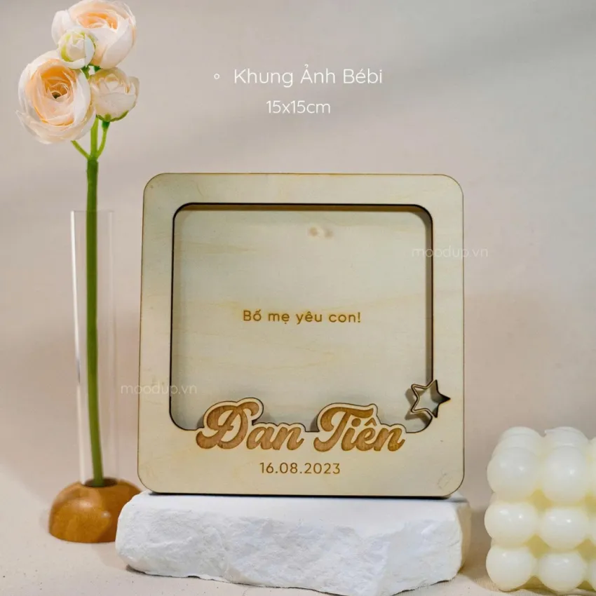 Engraved Wooden Photo Frame, Desk Décor with Your Personal Touch, Tabletop Picture Frame, Personalized Gift, Vietnamese Souvenir, Unique Birthday Gift