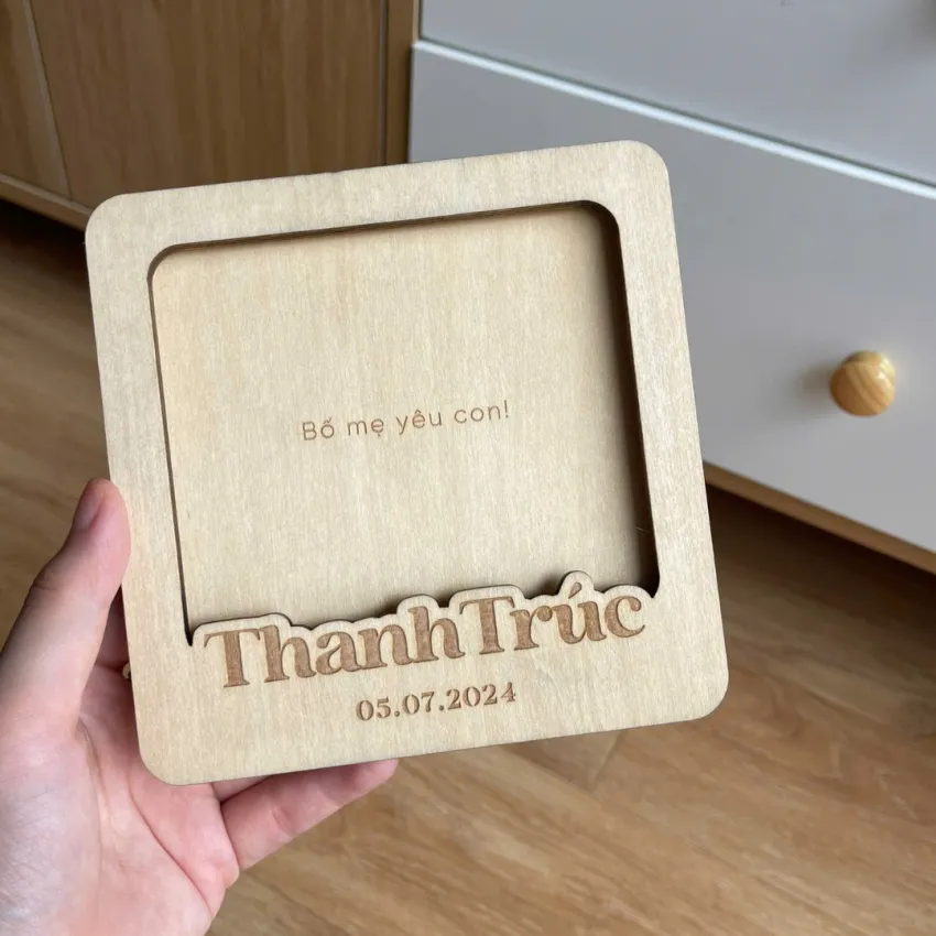 Engraved Wooden Photo Frame, Desk Décor with Your Personal Touch, Tabletop Picture Frame, Personalized Gift, Vietnamese Souvenir, Unique Birthday Gift