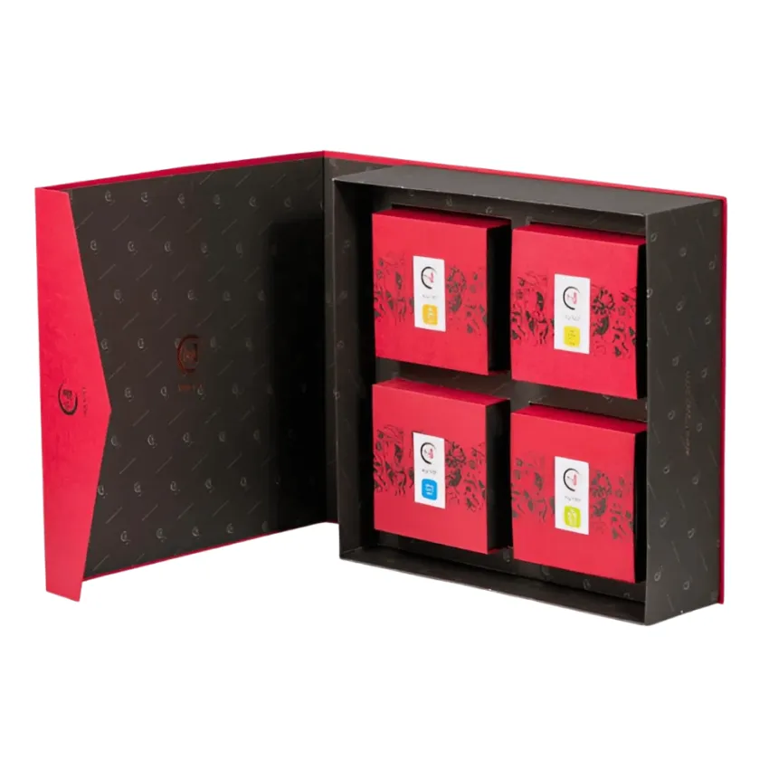 "Prosperity" Tea Gift Box Embossed Art Paper, Countless Delicious Tea Flavors, Vietnamese Tea Gift Set, Dong Ho Painting Box With Bag, Corporate Gift